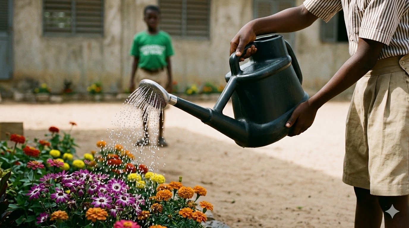Watering in garden